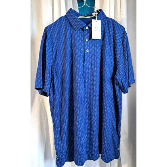 Tasc Golf Polo Cloud Crane Print Blue Size Large New with Tags - Picture 1 of 8